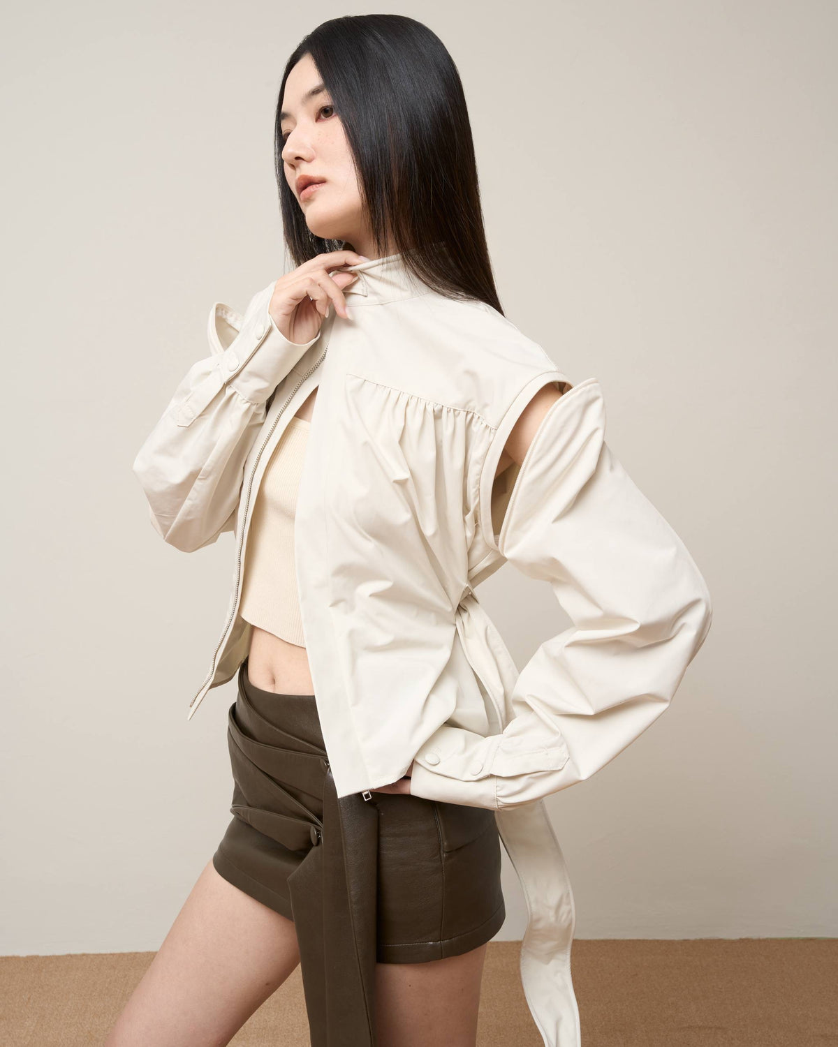 Vol.3 Ch.2 Structural Cropped Trench Jacket (PolkaDot)