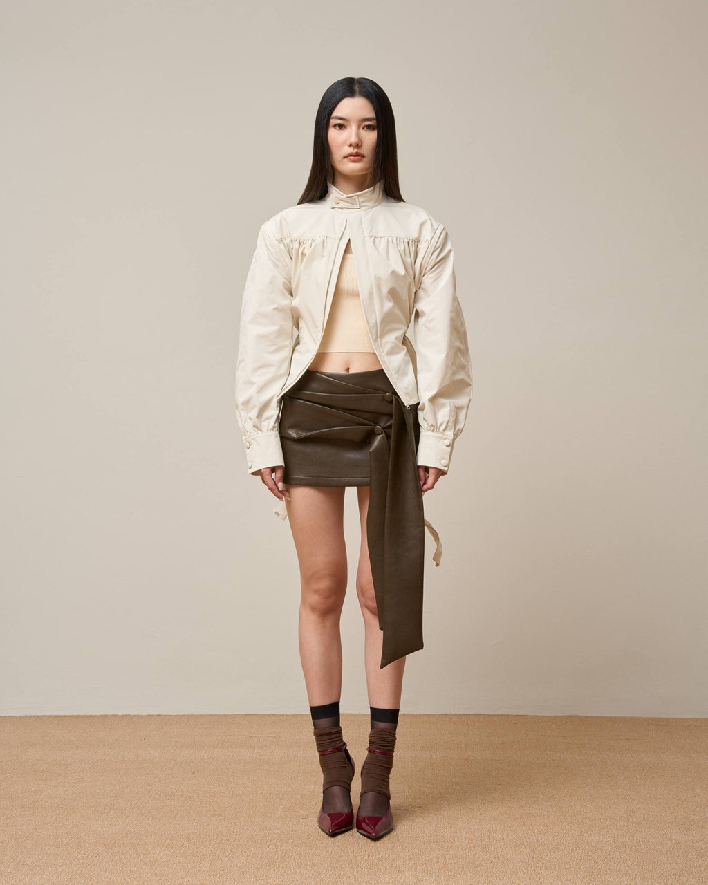 Vol.3 Ch.2 Structural Cropped Trench Jacket (PolkaDot)