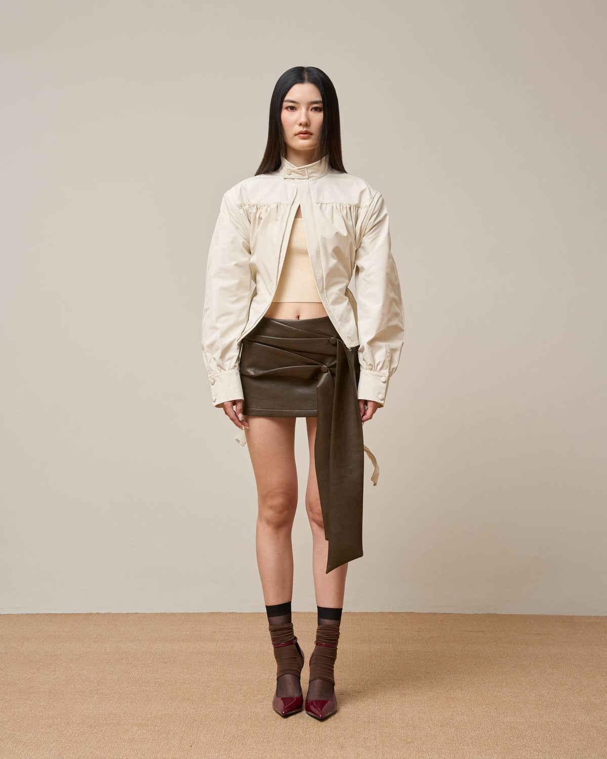 Vol.3 Ch.2 Structural Cropped Trench Jacket (PolkaDot)