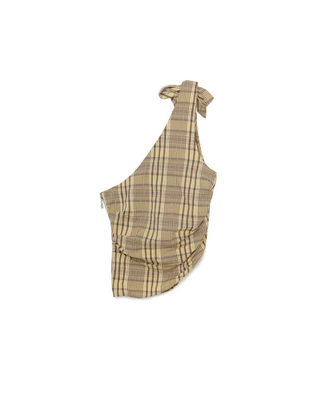 Plaid One-Shoulder Bow Top