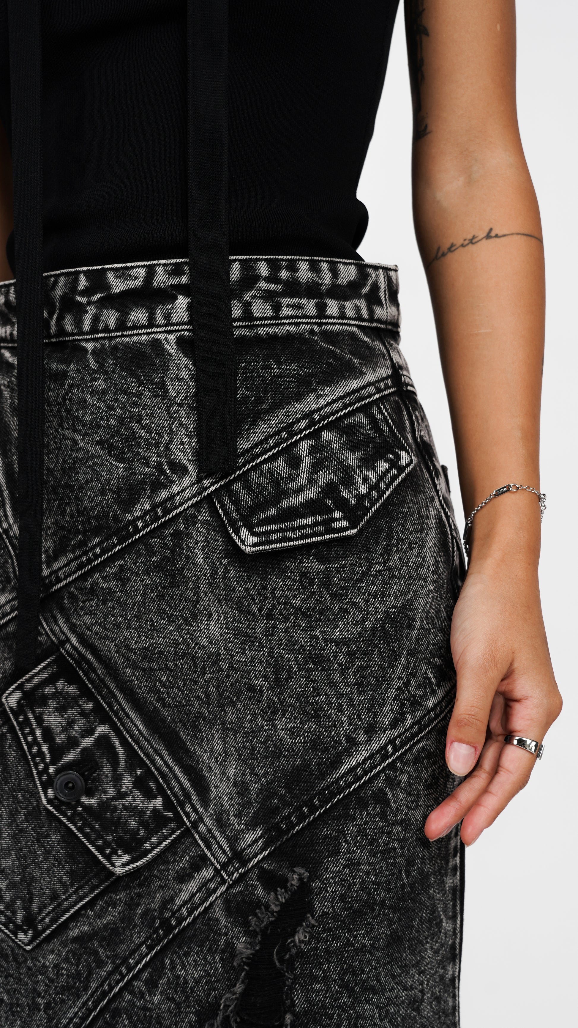 Washed Denim Mermaid Skirt