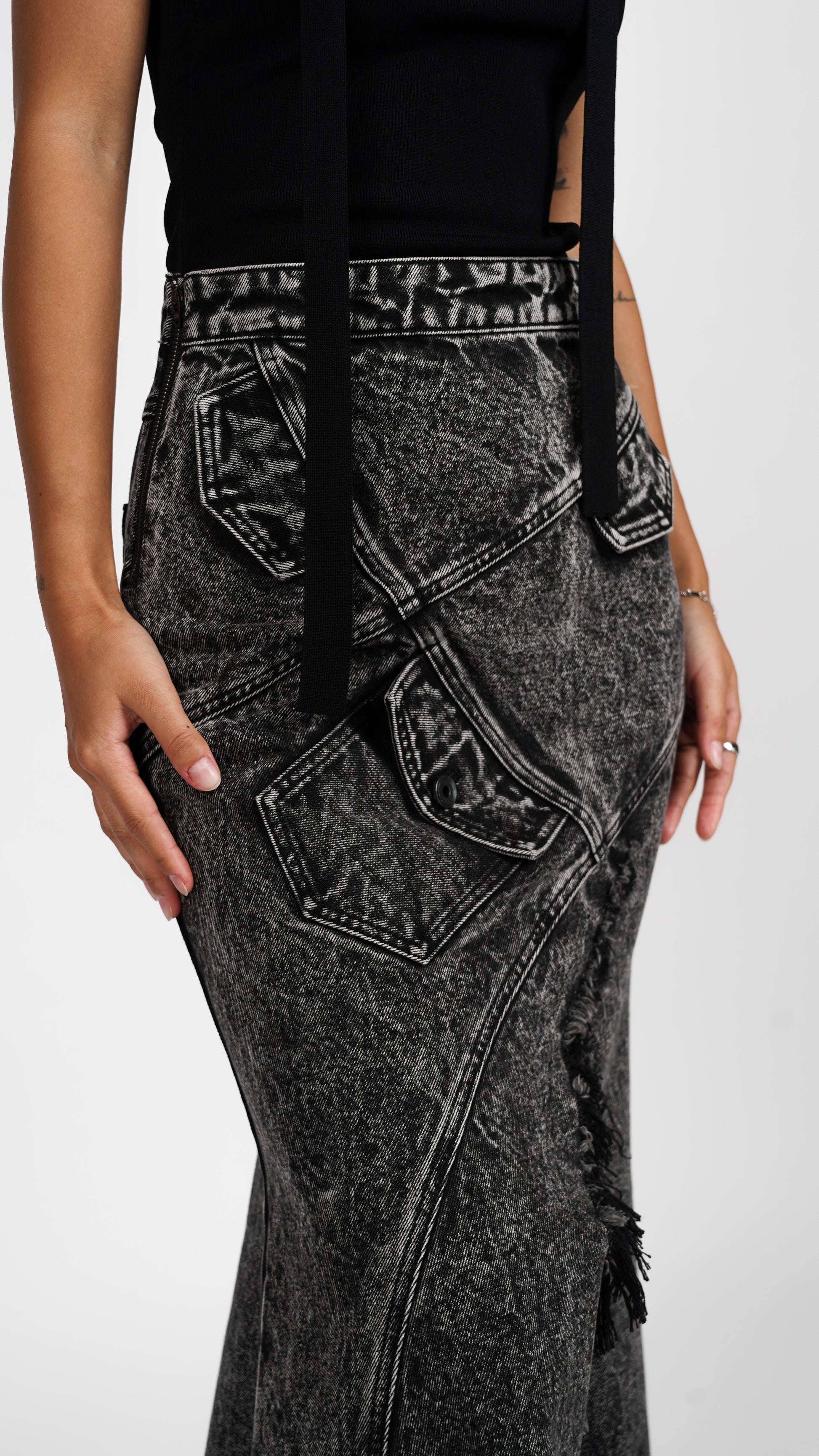 Washed Denim Mermaid Skirt