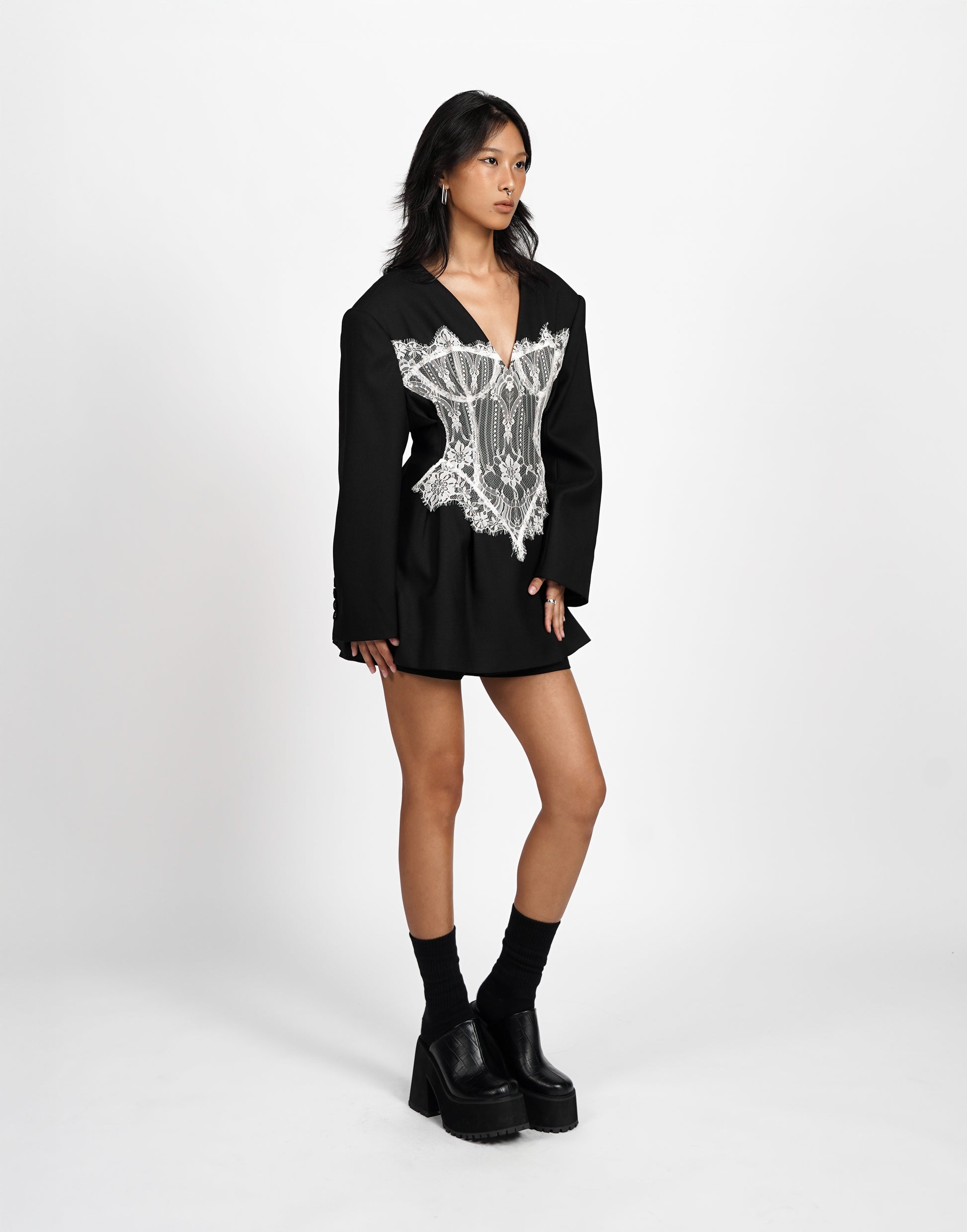 Lace Panel Blazer