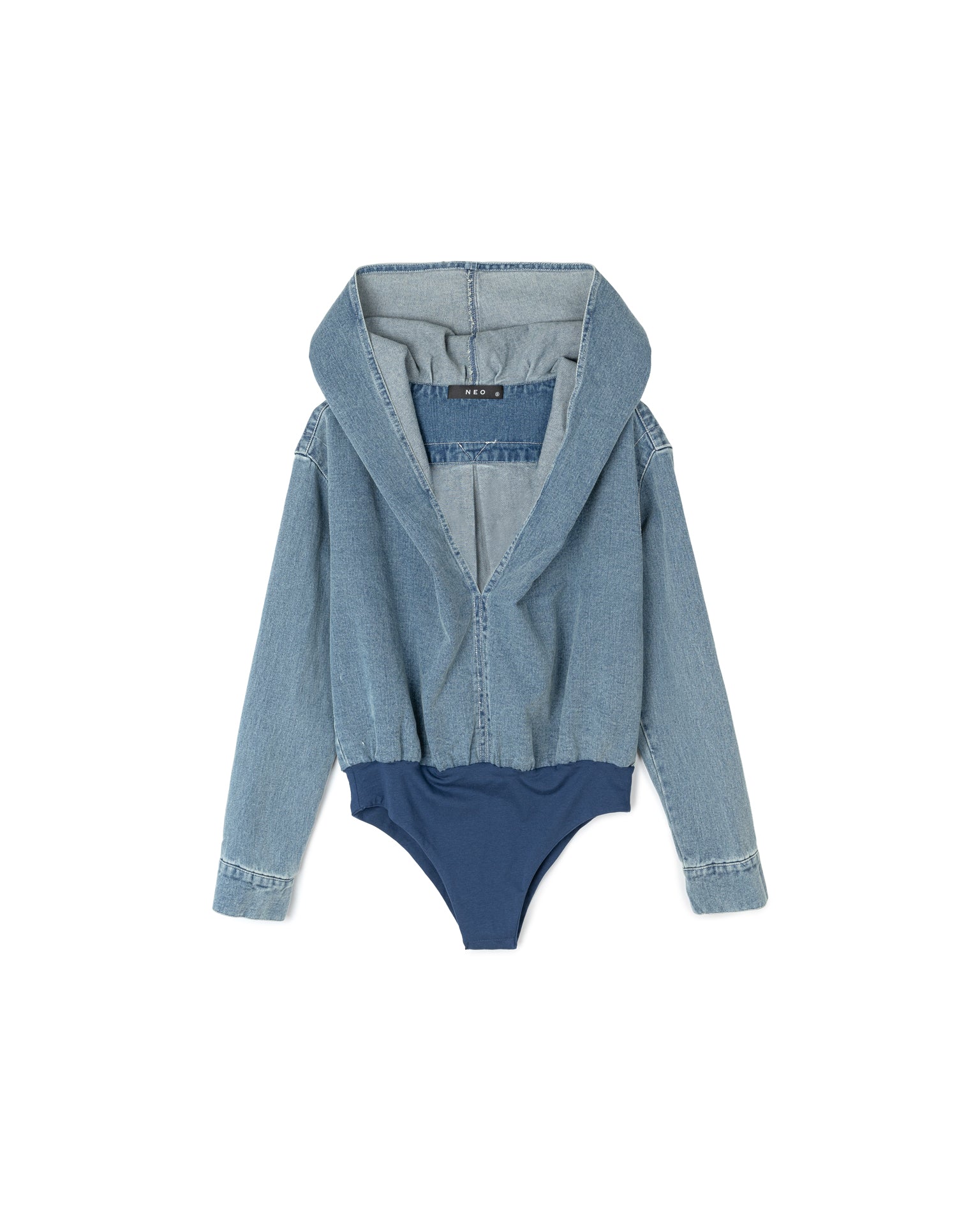 Denim Hooded Bodysuit