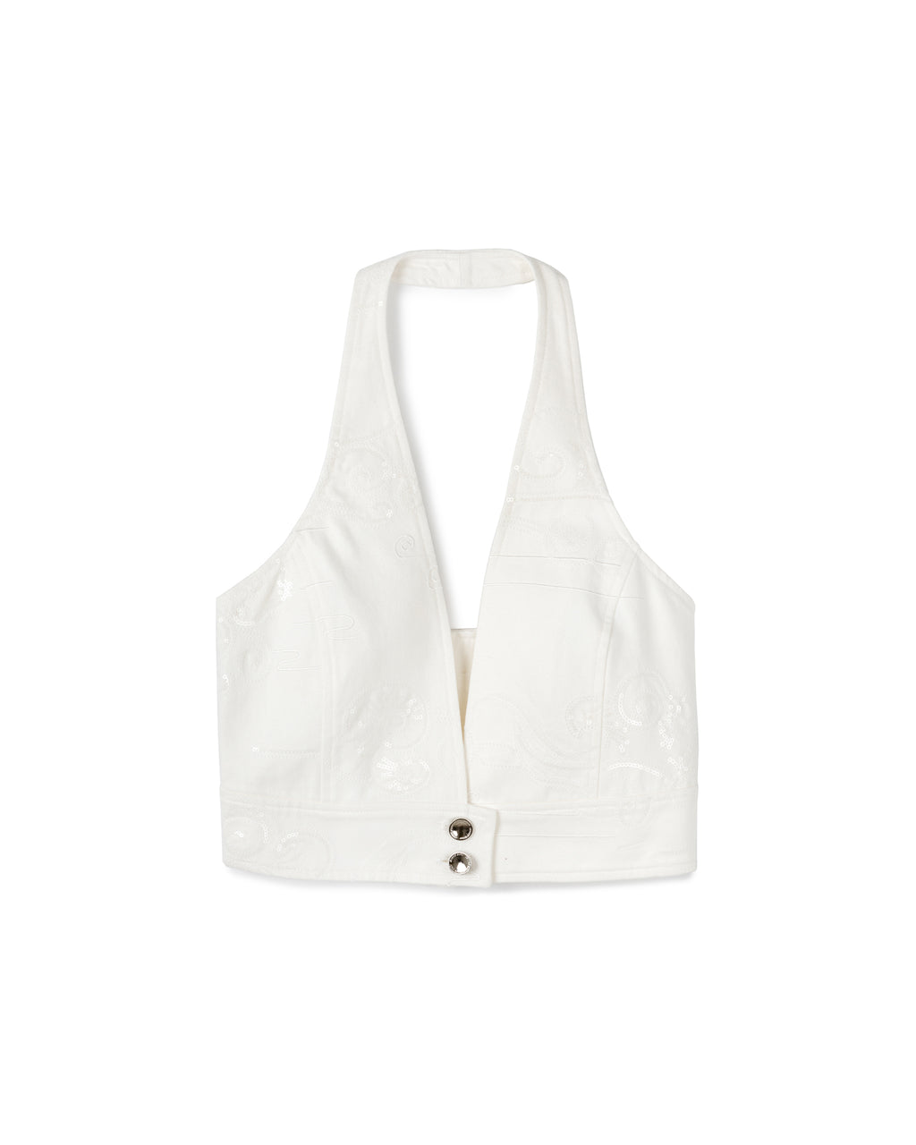 Embroidered Textured Halter Top