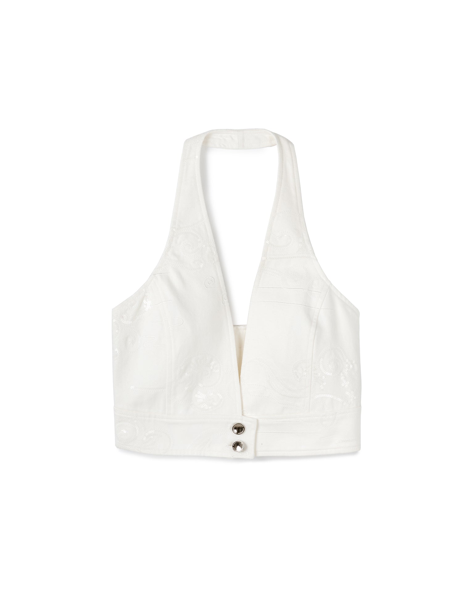 Embroidered Textured Halter Top