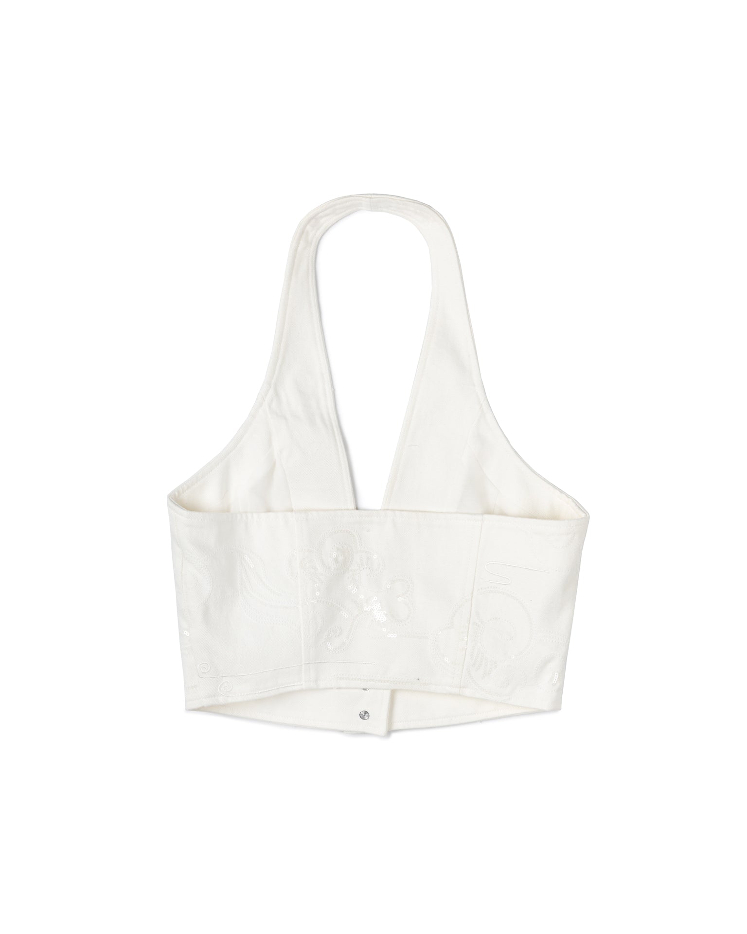 Embroidered Textured Halter Top