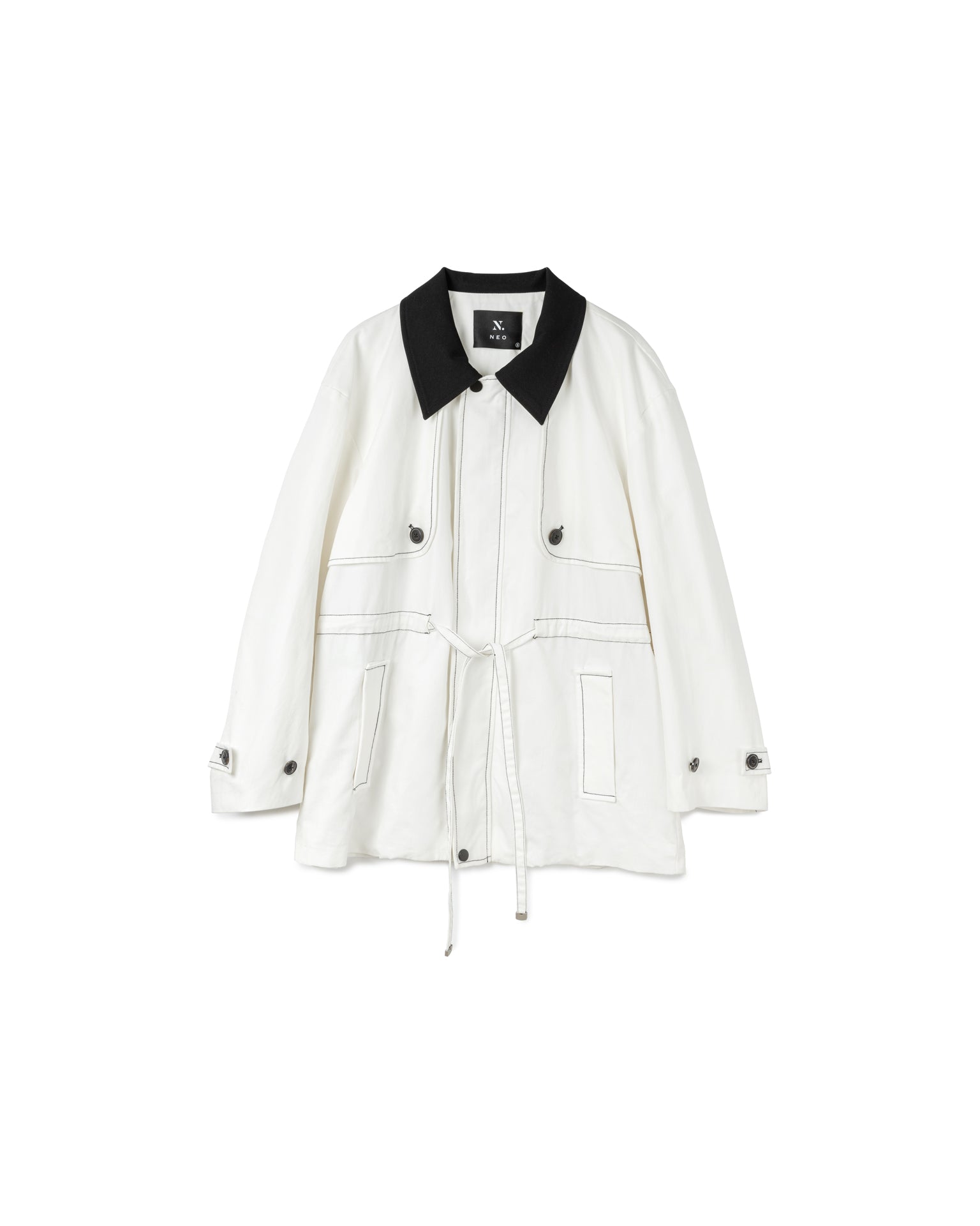 Contrast Collar Drawstring Utility Jacket