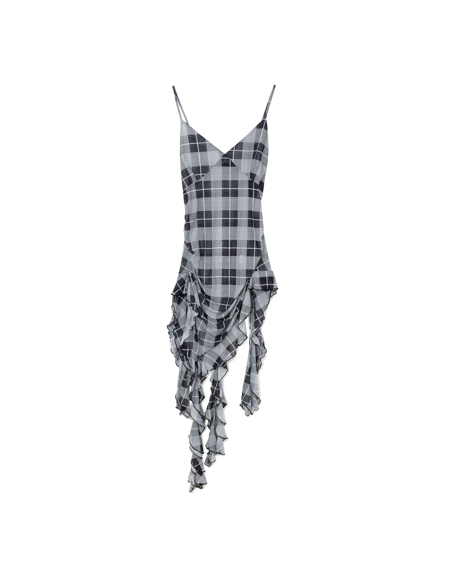 Draped Gingham Ruffle Top