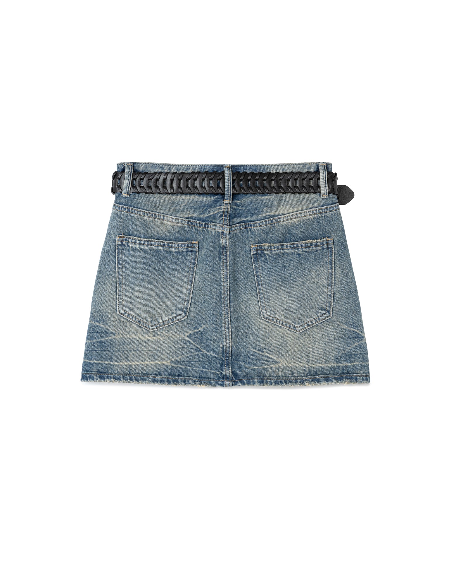 Denim Gradient Belted Mini Skirt