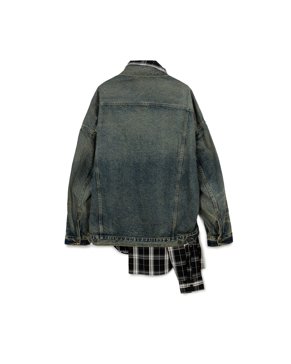 Panel Checkered Denim Jacket