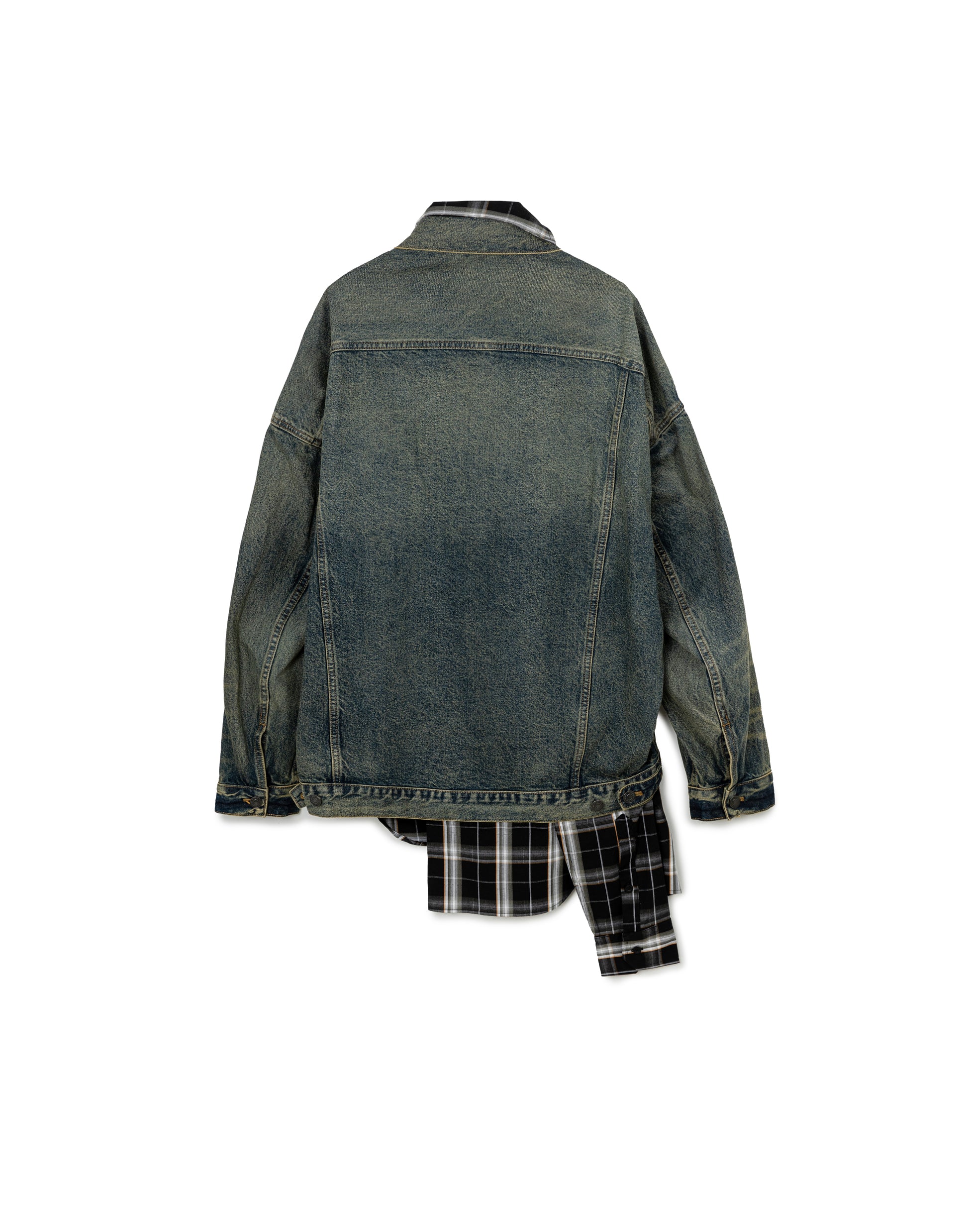 Panel Checkered Denim Jacket
