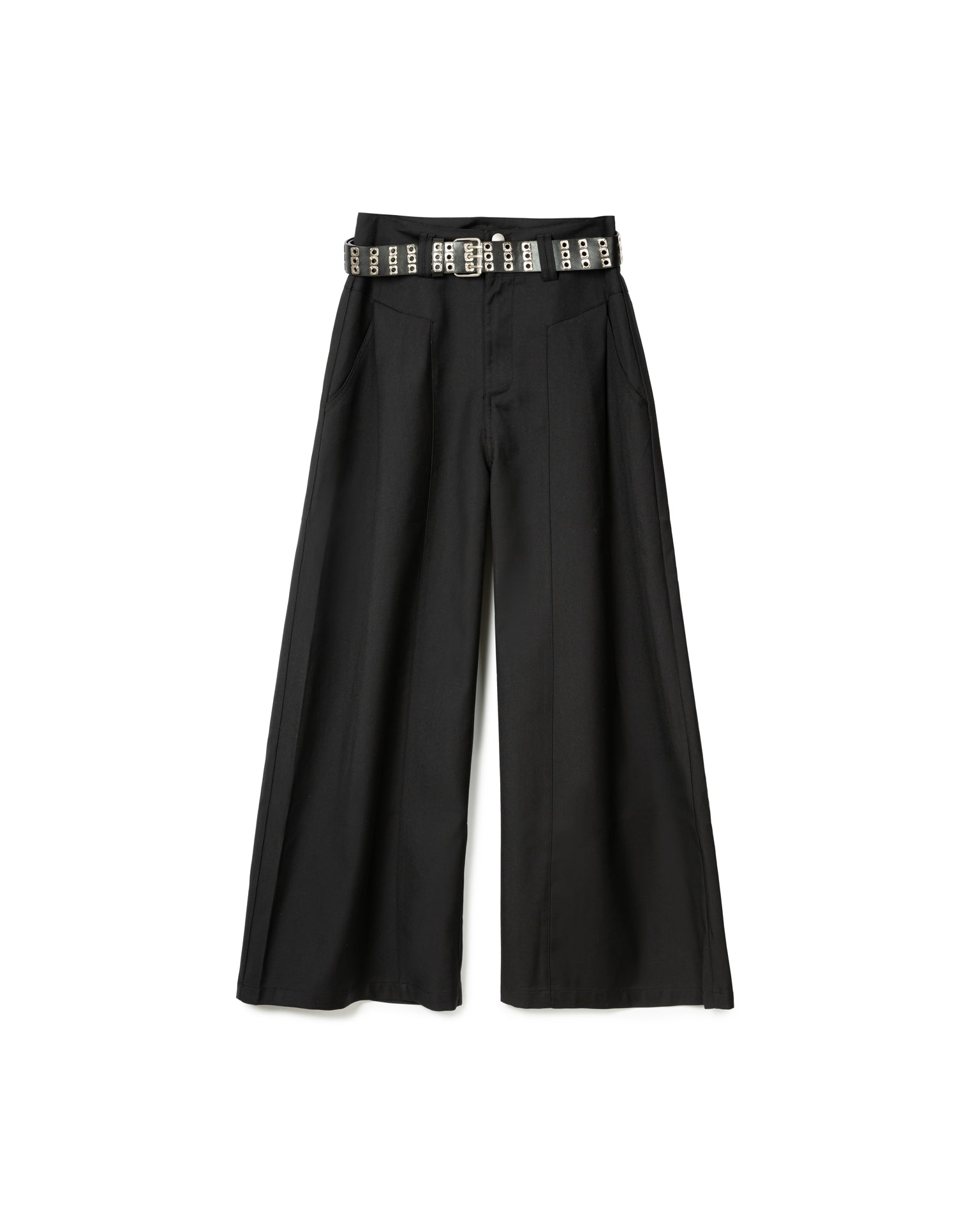 Wide-Leg Structured Pants with Belt