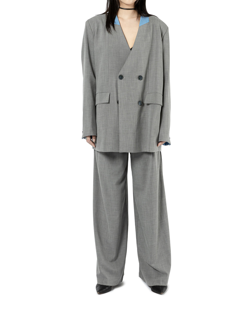 Contrast Collar Oversize Blazer