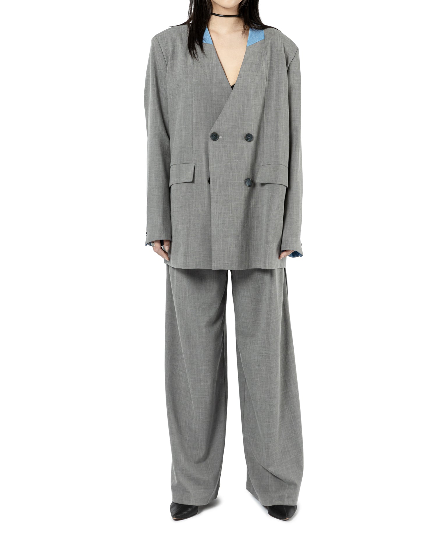Contrast Collar Oversize Blazer