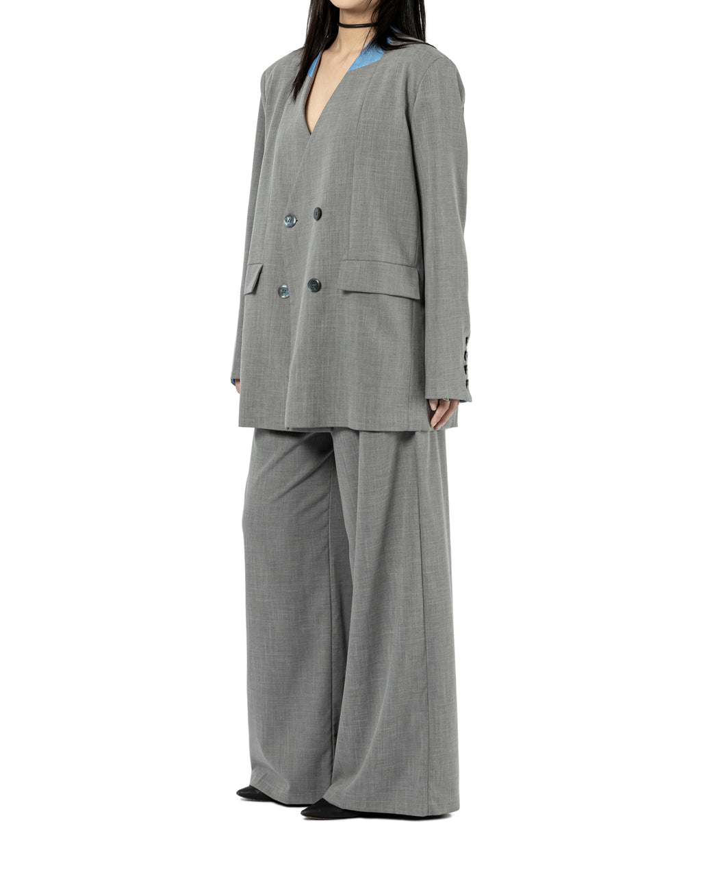 Contrast Collar Oversize Blazer