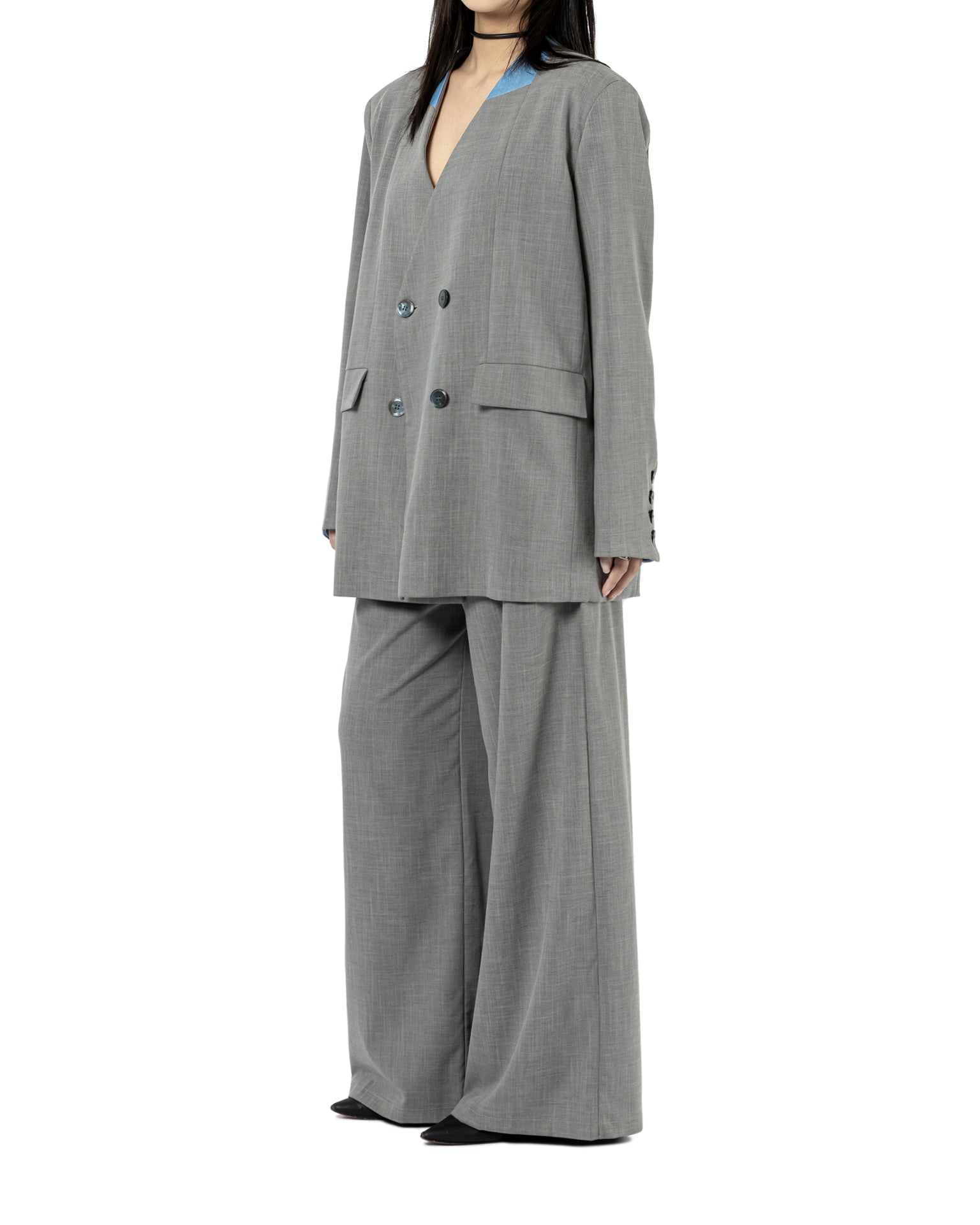 Contrast Collar Oversize Blazer