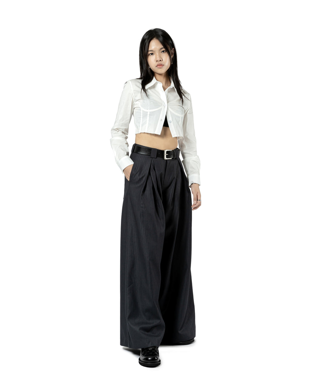 Pleated Wide-Leg Trousers