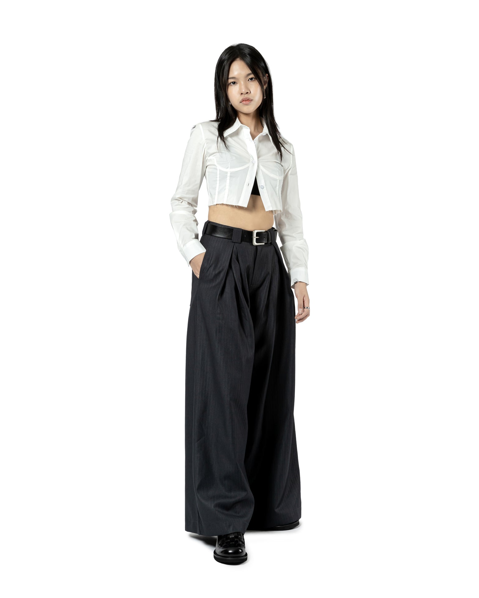 Pleated Wide-Leg Trousers