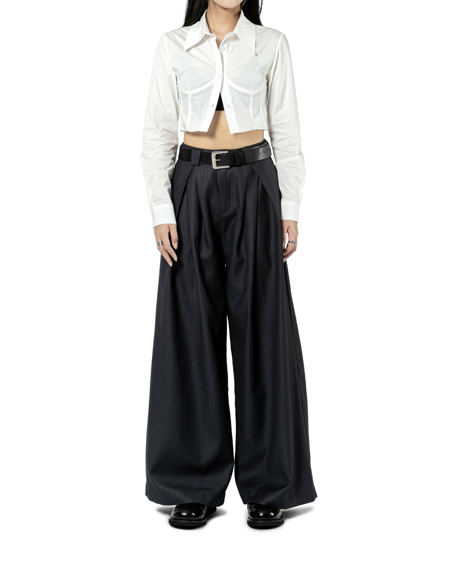 Pleated Wide-Leg Trousers