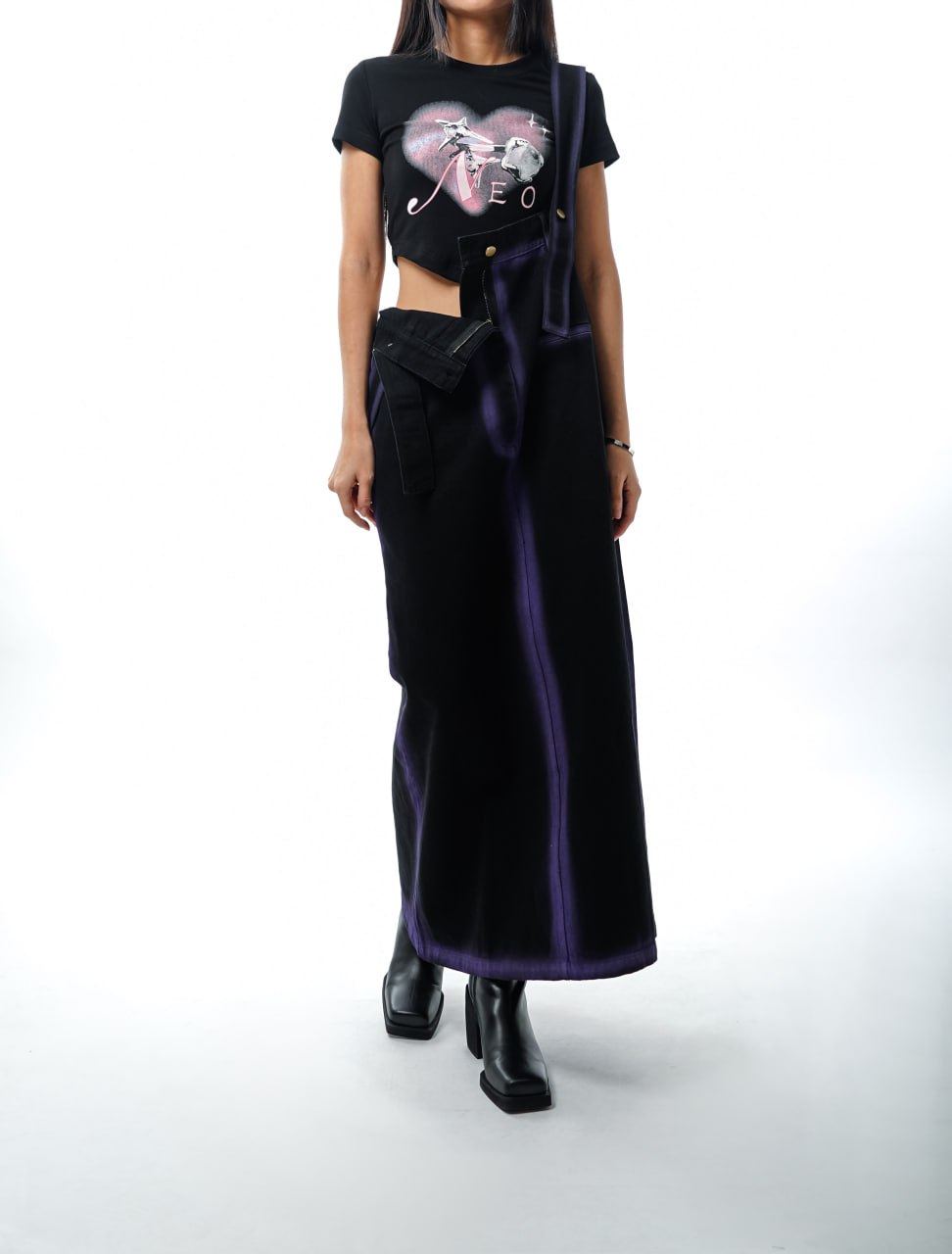 Denim Dress with Gradient Edges